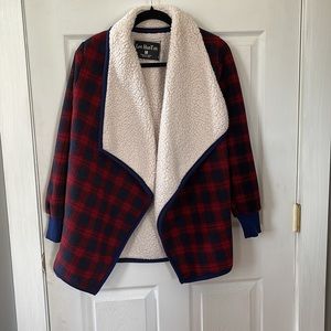 Flannel and Faux Fur Cardigan